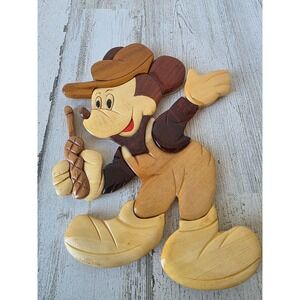 Vintage wooden Mickey mouse hanging decor conductor‎ walkie-talkie rustic